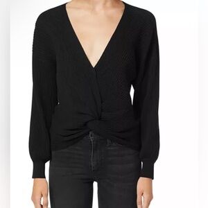 NWT HUDSON Black Cotton Knotted Sweater Sz S